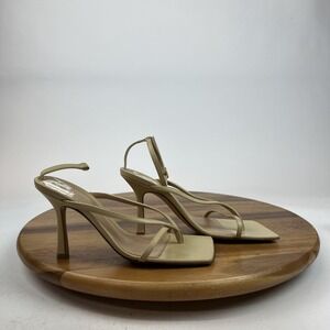 New‎ Womens Bottega Veneta Stretch Strap Beige Square Toe Heeled Sandals Size 36